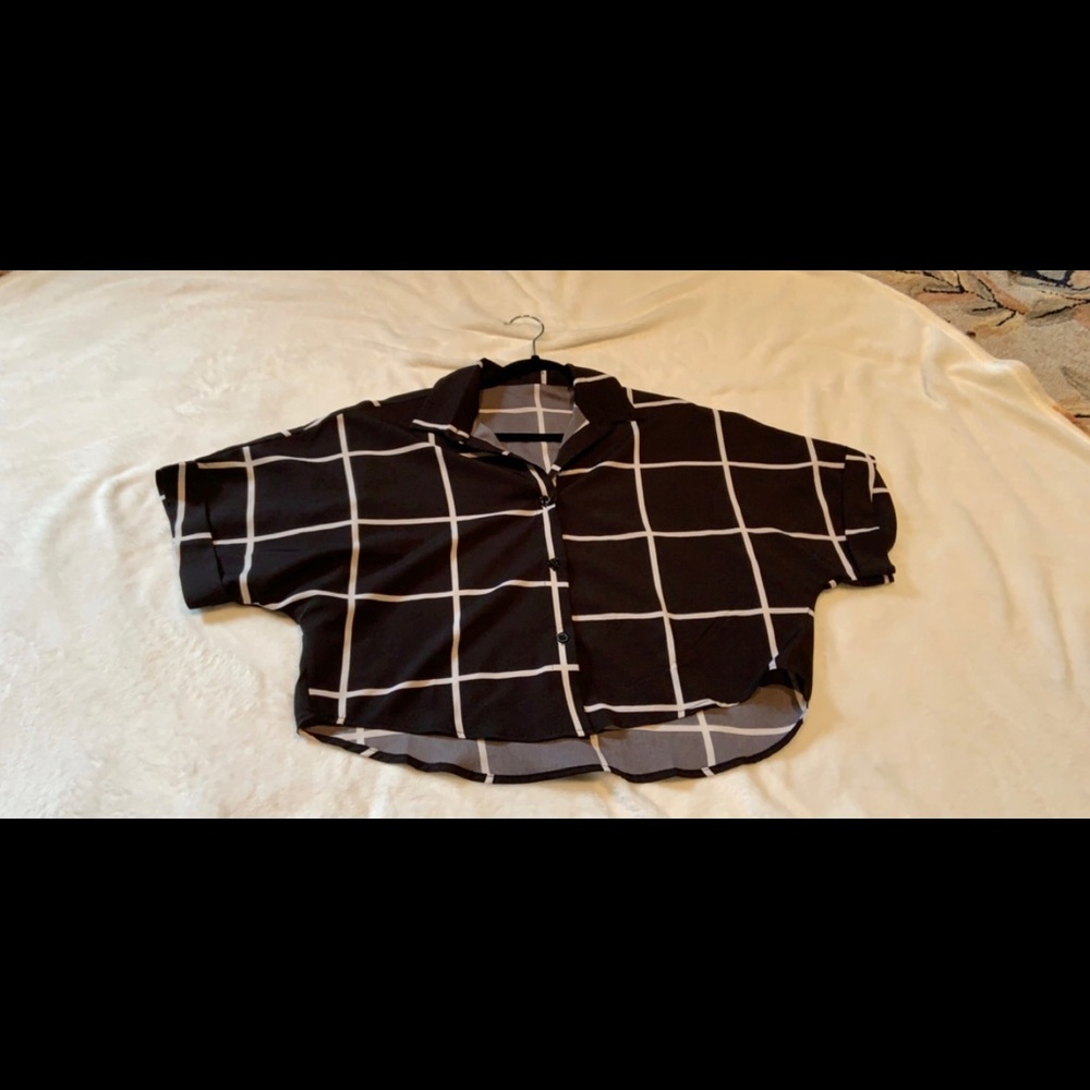 Boxy button down crop top